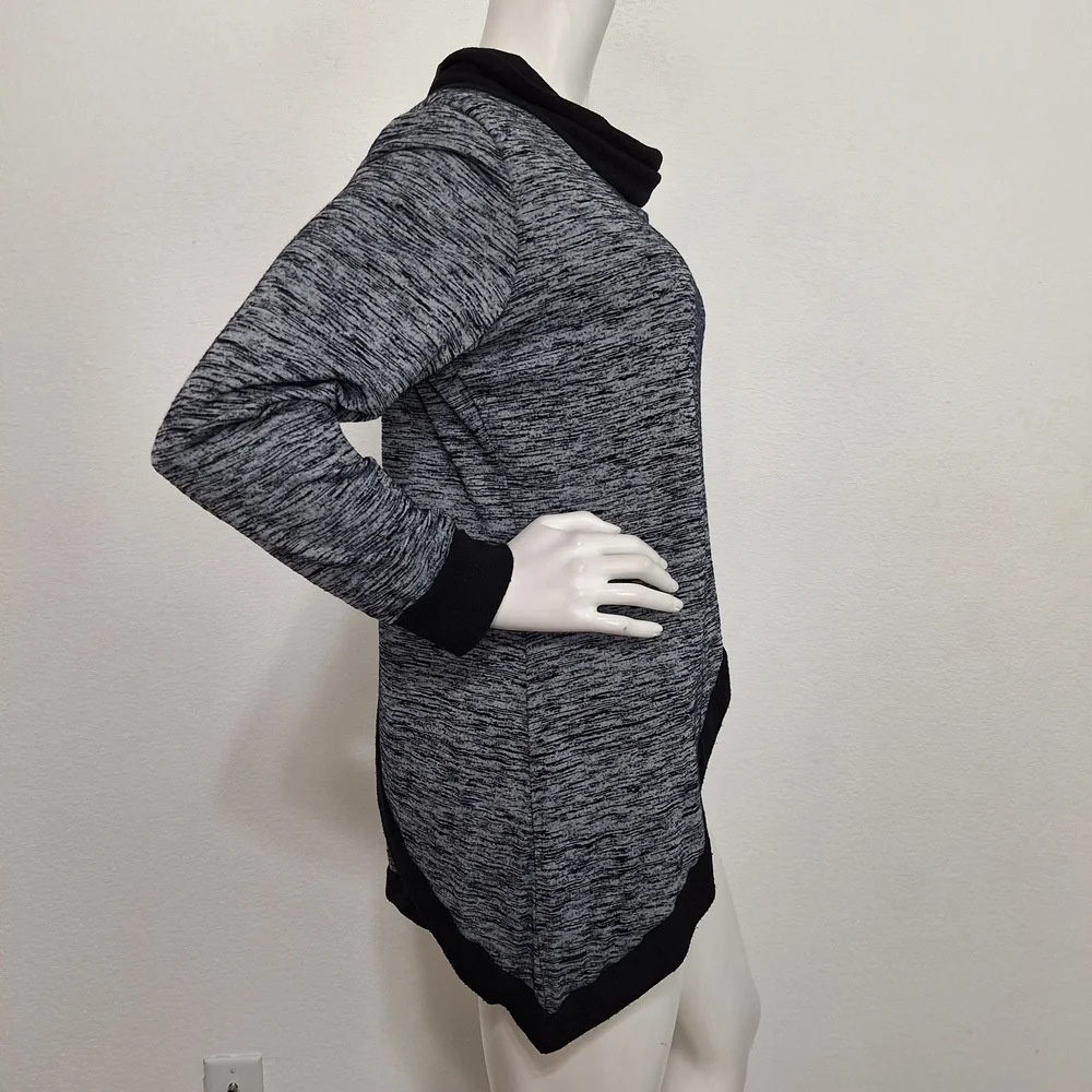 Hail3Y:23 Heather Gray Black Academia Lagenlook Cowl Neck Cozy Sweater Size XL